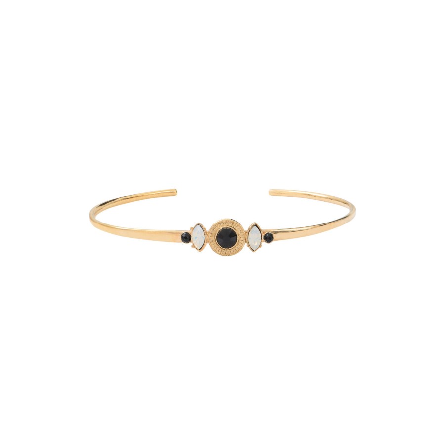 Satellite Paris  | Bracelet Jonc Ajustable Chic Onyx Cristaux I Blanc