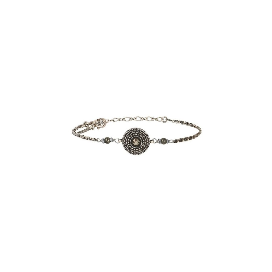 Satellite Paris  | Bracelet Souple Raffine Metal Et Cristal | E Argent