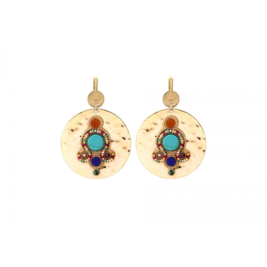 Satellite Paris  | Boucles D'Oreilles Dormeuses Modernes Pierres Dures I Colore Multi