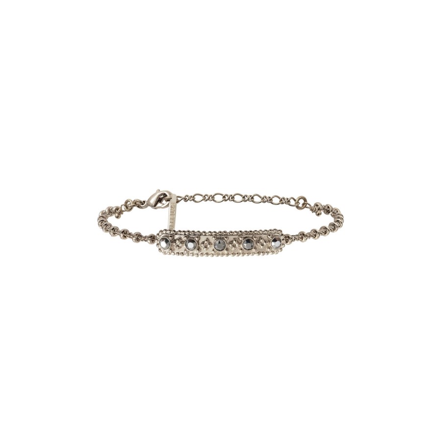 Satellite Paris  | Bracelet Souple Baroque Metal Et Cristaux Prestige I E Argent